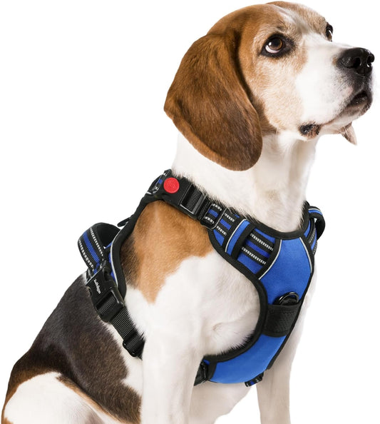 Dog Harness - No Pull 3 Buckles Pet Harness - Adjustable Soft Padded Dog Vest - FIDO BARKS